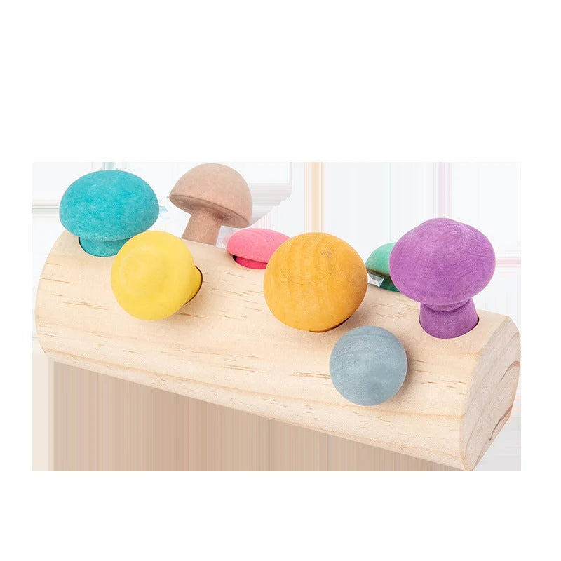 Wooden simulation mushroom picking game for toddlers, educational toy