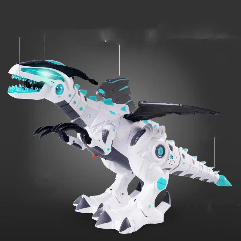 Walking dragon toy with fire breathing and water spray features in vibrant colours