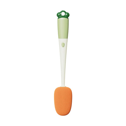 3-in-1 kitchen cleaning brush with carrot design, long handle, and three brush types