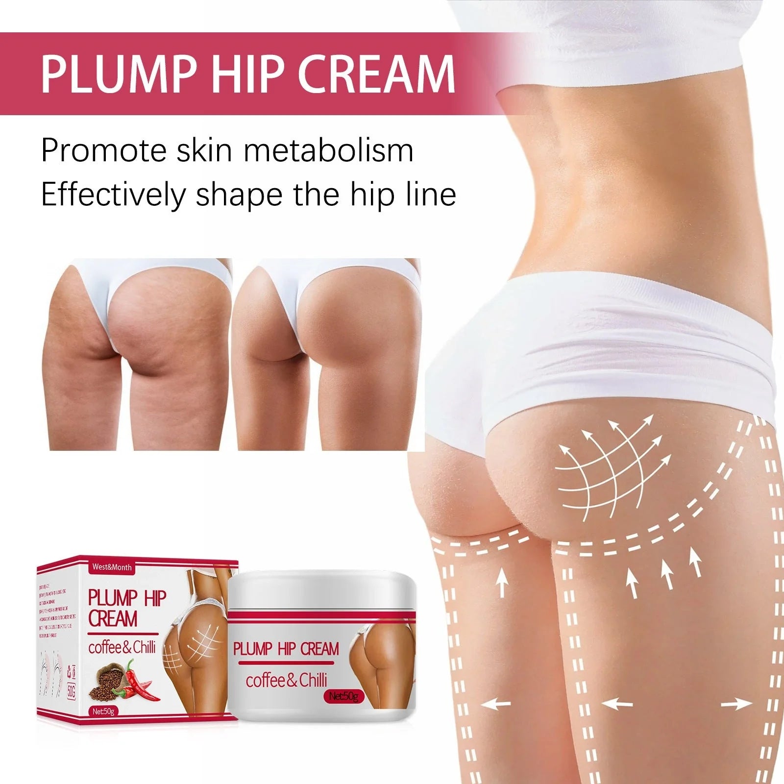 Plump buttock cream for lifting and tightening, 50g net content