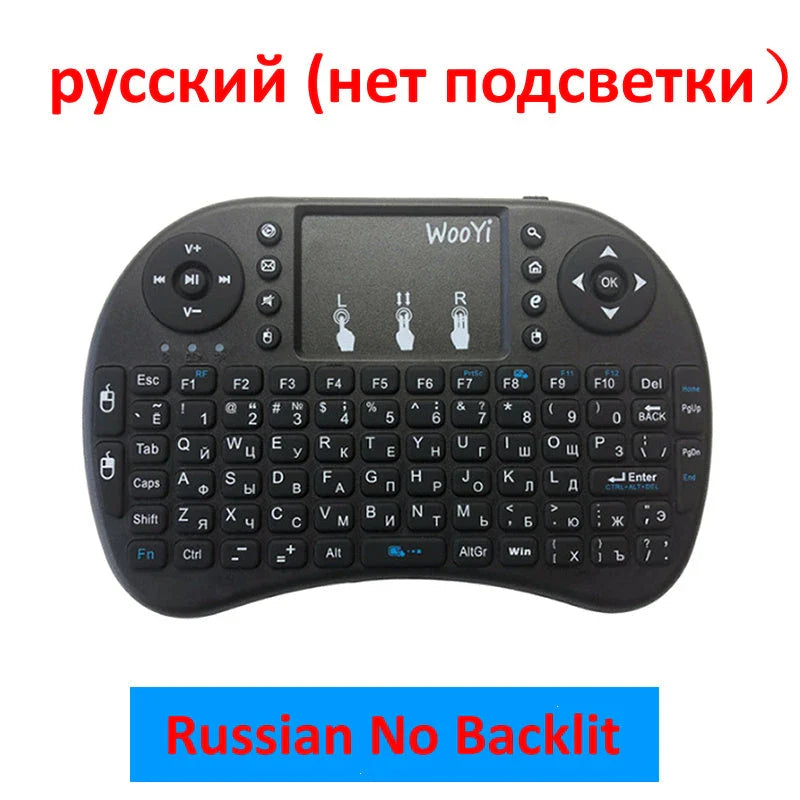 Wireless Mini Keyboard with larger touchpad and dual mouse buttons in black