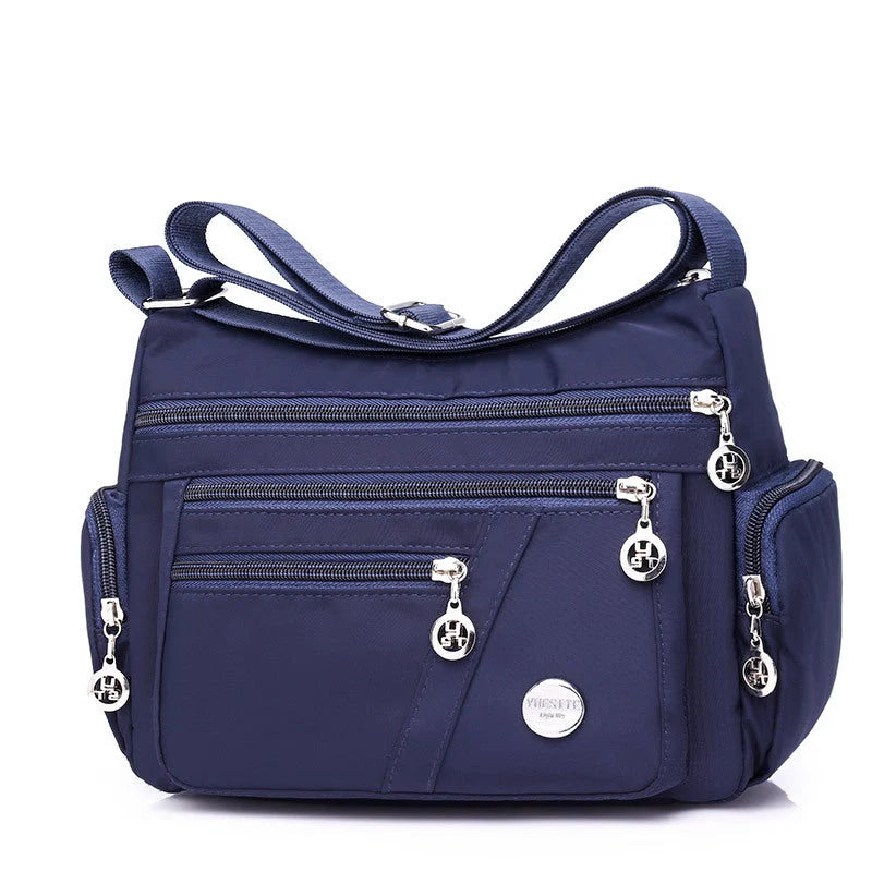 Ladies multi-layer square waterproof nylon messenger bag in various colors