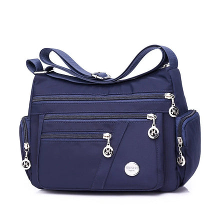 Ladies multi-layer square waterproof nylon messenger bag in various colors