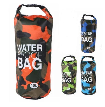 Camouflage waterproof bucket bag for outdoor activities, available in multiple sizes and colors