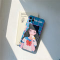 Soft rubber iPhone case with Japanese manga girl eating bread design for iPhone 11