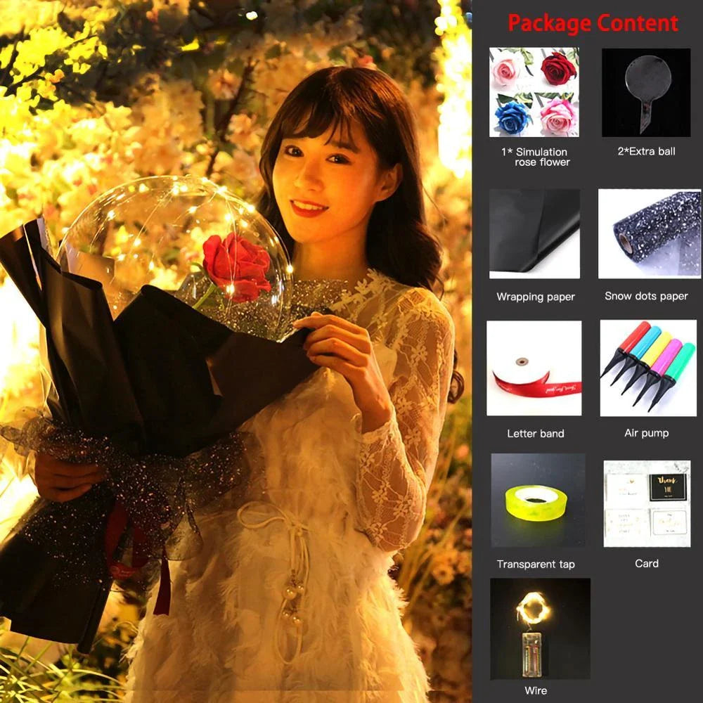 LED luminous balloon rose bouquet in various colors for Valentine's Day decorations