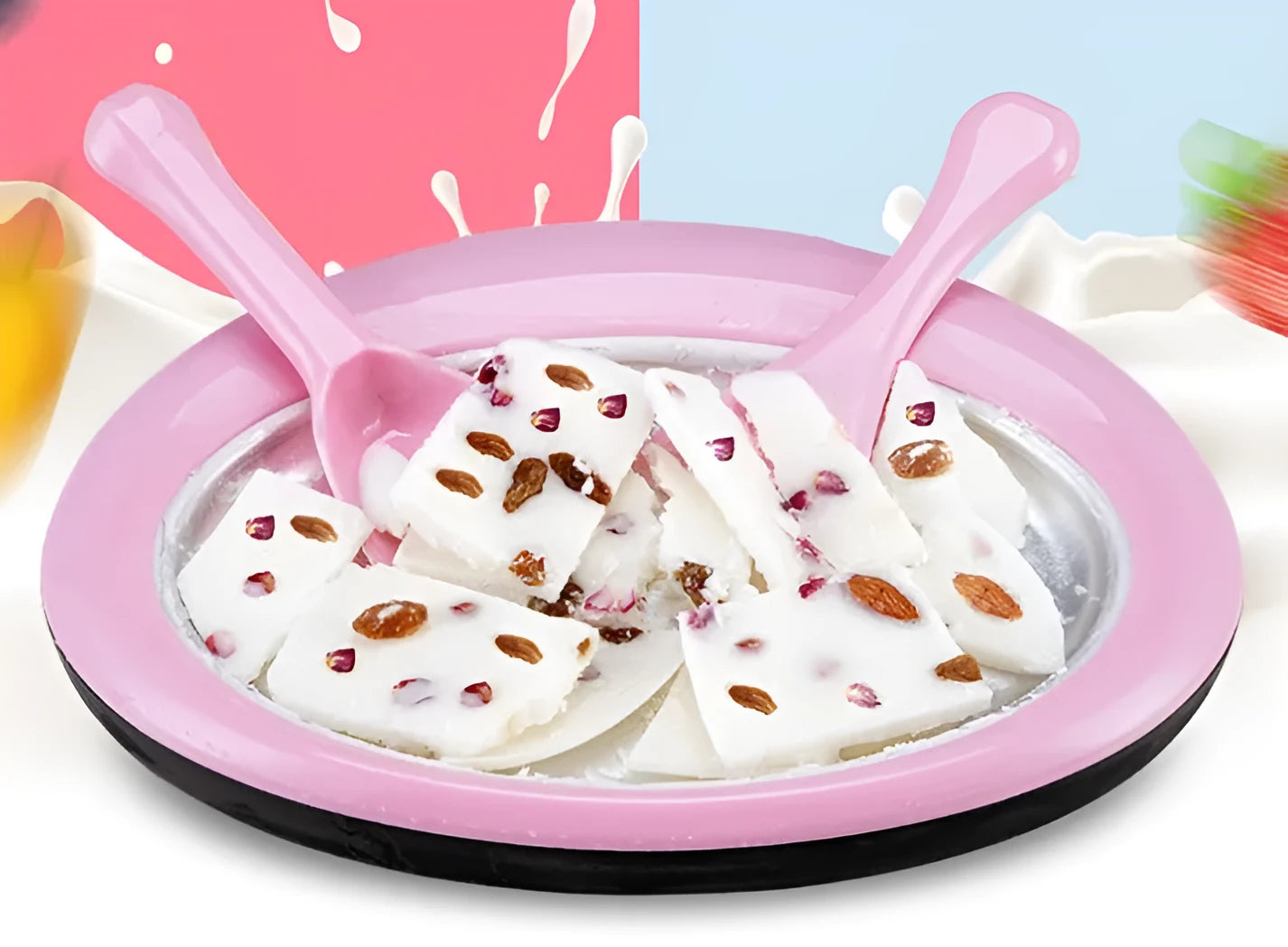 Hot Home Fried Yogurt Machine no electricity needed, 30x30x6.5cm, children food grade material, with shovels, blue colour