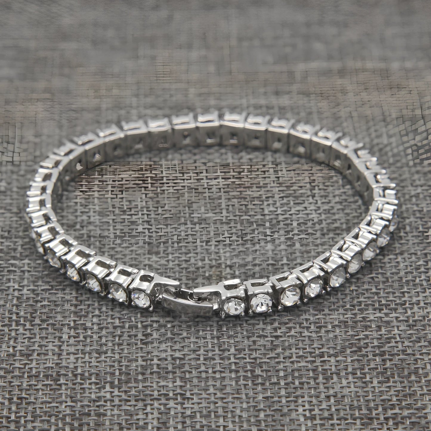 Gold iced hip hop bracelet with AAA rhinestone geometric chain, 5mm width 8 inch length on wrist