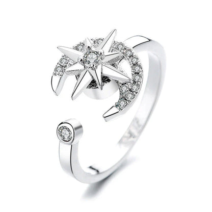Adjustable rotating spinner ring with elegant flower and bee design in various color options