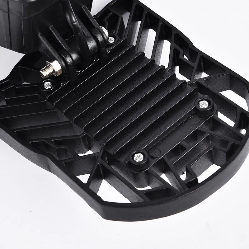 60W deformable LED garage light with three adjustable aluminium alloy heads on a white background