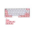 Pink PBT mechanical keyboard keycaps with five-sided sublimation print, shown on a white background.