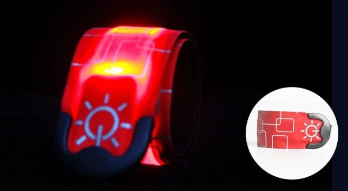 Rechargeable LED sports bracelet in multiple colours for night-time safety