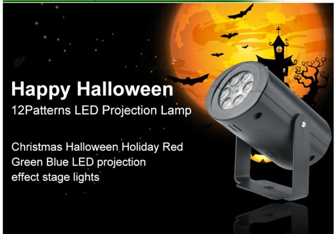 Christmas LED Laser Projector with colourful rotating patterns for festive decorations