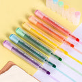 Deli S605 highlighter pens in macaron colours with oblique heads and sharp tips for marking and drawing