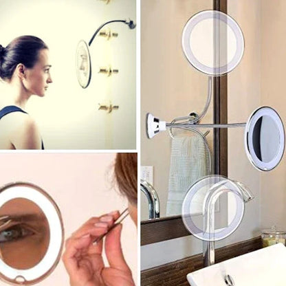 360 Swivel 10x Magnifying Bright LED Lighted Makeup Mirror with adjustable gooseneck