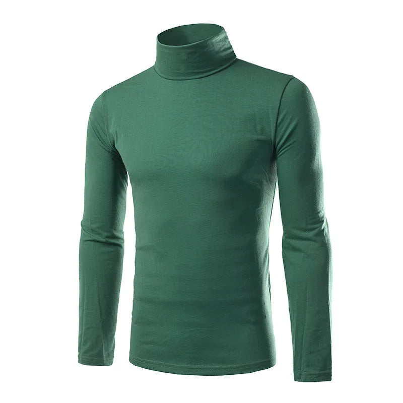 Turtleneck t-shirt bottoming shirt with high collar and long sleeves in cotton blend, available in five colours