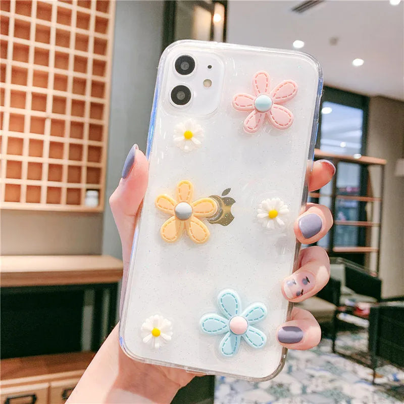 Soft rubber iPhone case with New Year flowers and a girl heart design.