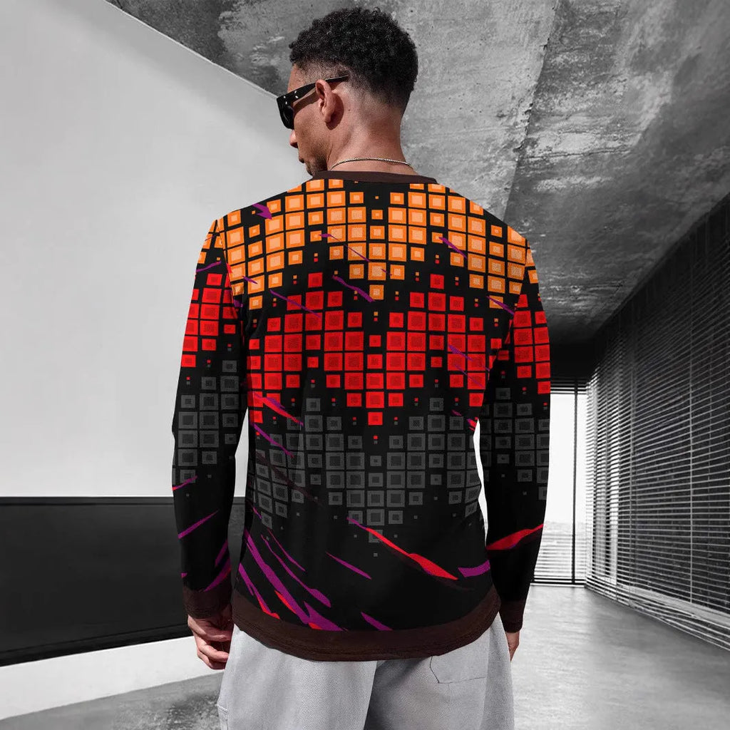 Men's milk silk long sleeve pullover shirt in round neck design showing multiple colour options