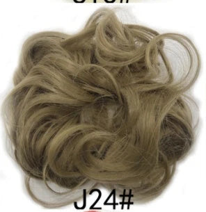 Synthetic wavy curly messy hair bun for women, 12cm diameter, high-temperature wire