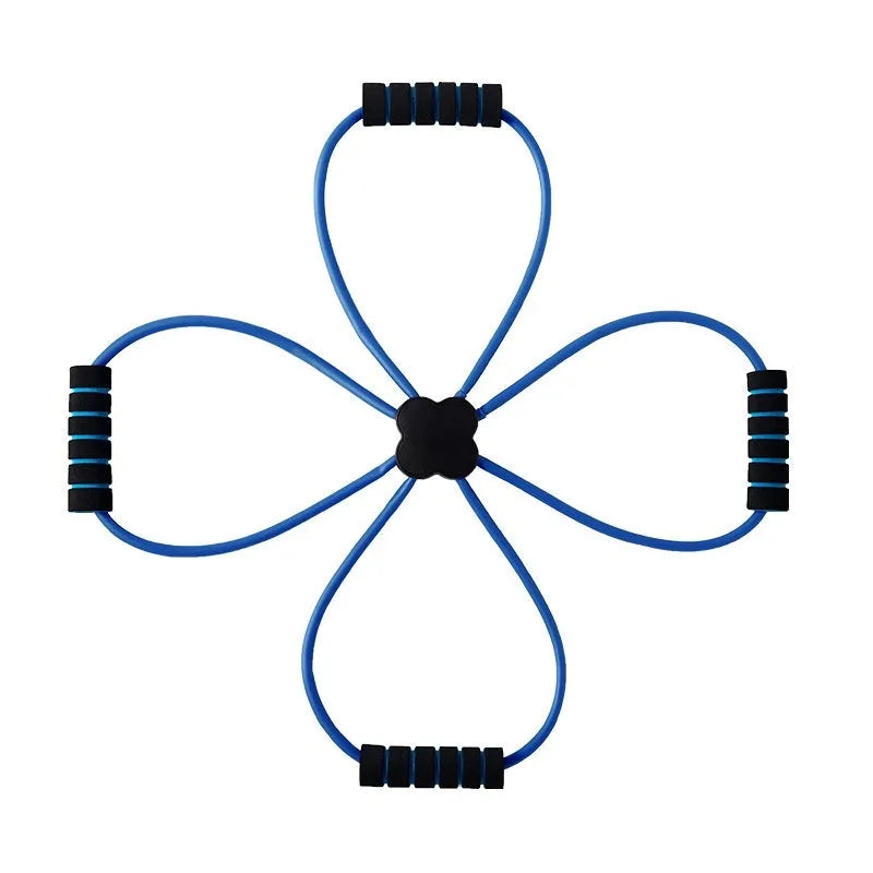 Blue eight-character TPR resistance puller for shoulder fitness exercises.