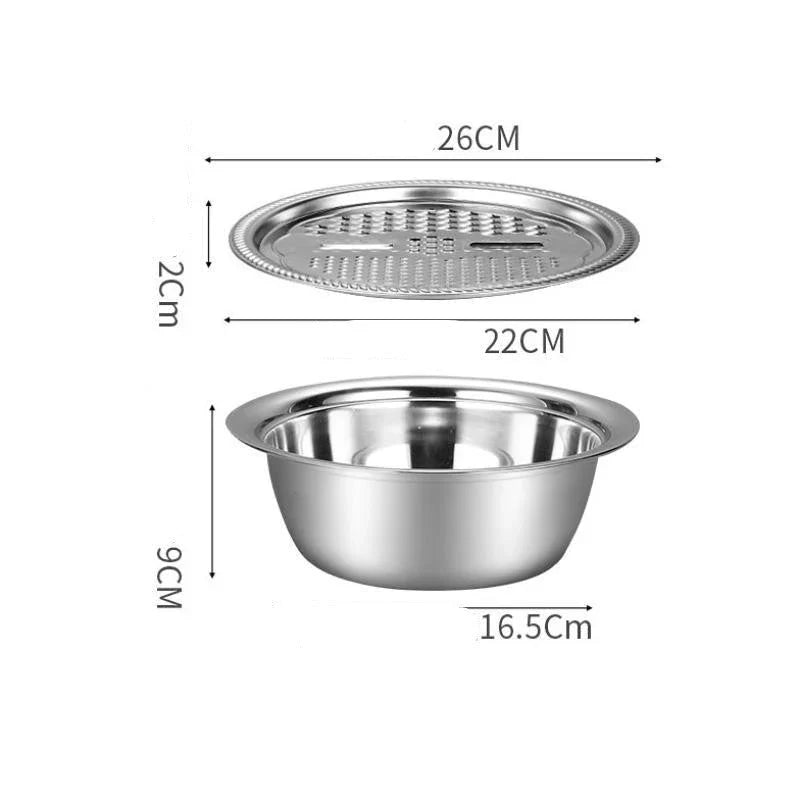 Versatile Stainless Steel Veggie Chopper - All-in-One Kitchen Gadget for Chopping, Grating, and Draining Vegetables