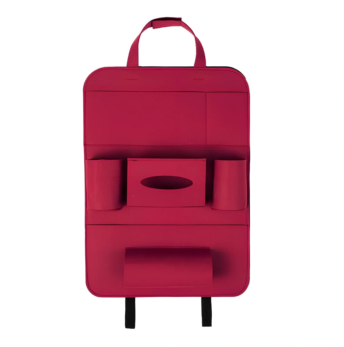 Car backseat organiser with multiple pockets measuring 40x55cm in wool felt material