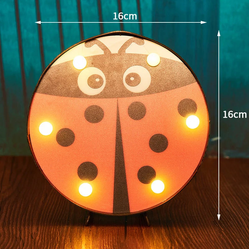 Halloween LED light decorations in pumpkin, ladybug, and bat designs