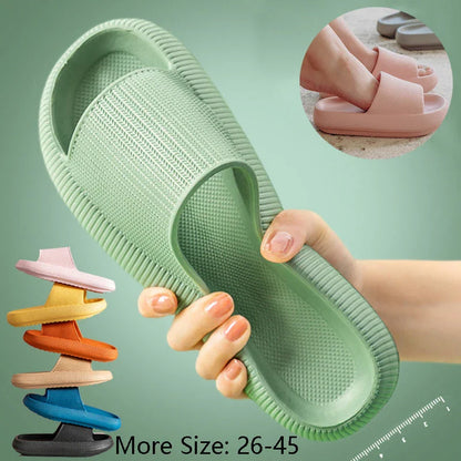 Stylish and comfortable EVA bathroom slippers with soft cushioned soles and anti-slip design, available in a variety of vibrant colors.