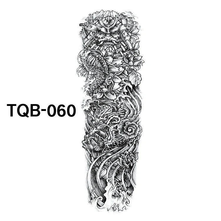 Waterproof full arm tattoo sticker with vibrant designs for temporary body art