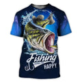 Men's loose fit short sleeve T-shirt featuring a detailed fishing pattern print in various colours