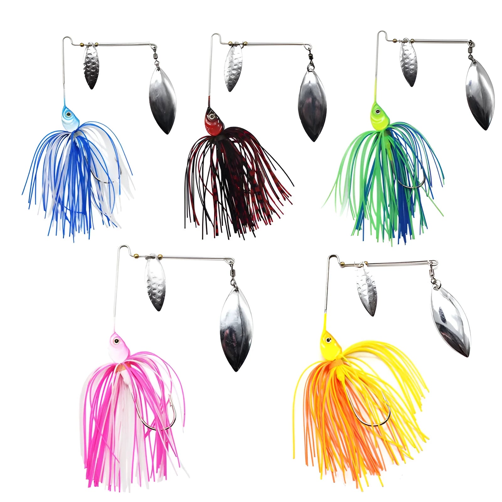 Composite sequin sea fishing lure with tassel beard in blue and white colour, 17g weight