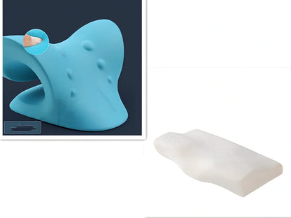 Contoured memory foam cervical pillow in diamond grid gray, 50x30cm size with 6cm neck support contour and polyester lining