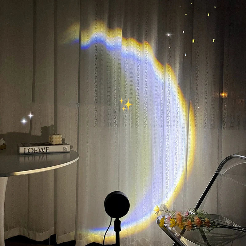 INS USB Moon Lamp LED Rainbow Neon Night Light Projector for home decor