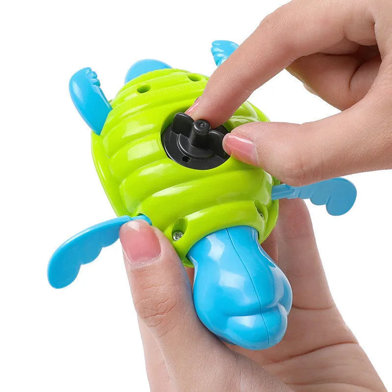 Plastic swimming turtle bath toy for infant water play with green shell