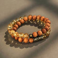 Yellow tower crystal double ring bracelet with manual craftsmanship and retro design