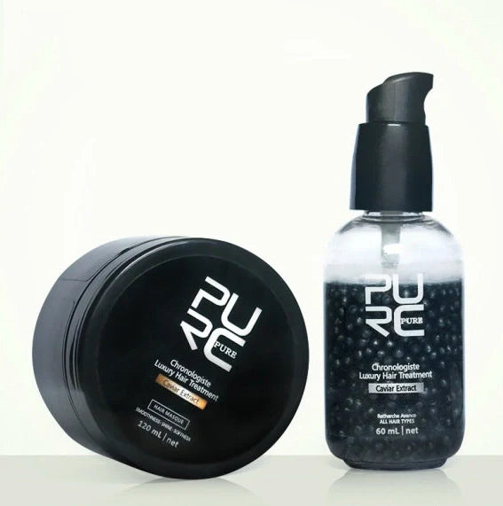 Caviar extract hair care set with 120ml and 60ml bottles for repairing damaged hair