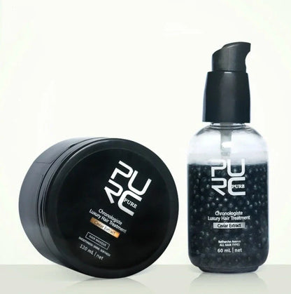 Caviar extract hair care set with 120ml and 60ml bottles for repairing damaged hair