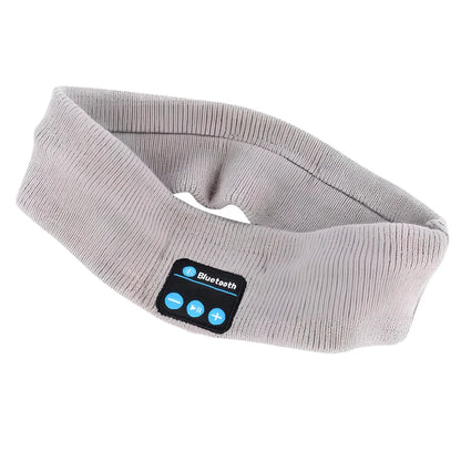 Black Bluetooth sports headband with integrated audio controls and 110mAh battery for workouts