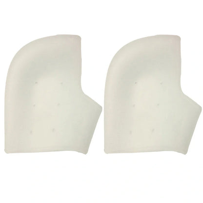 Perforated silicone heel protector in white, showing medical-grade material and breathable design