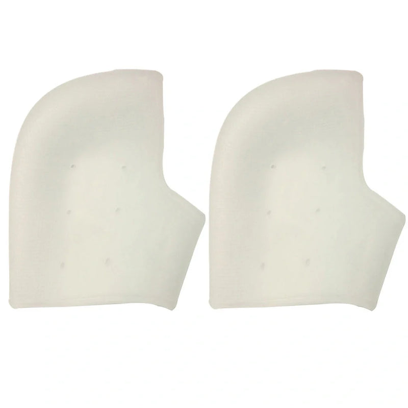 Silicone heel protector with perforated design to prevent dry skin and cracking using washable medical-grade silicone available in sizes 37-43