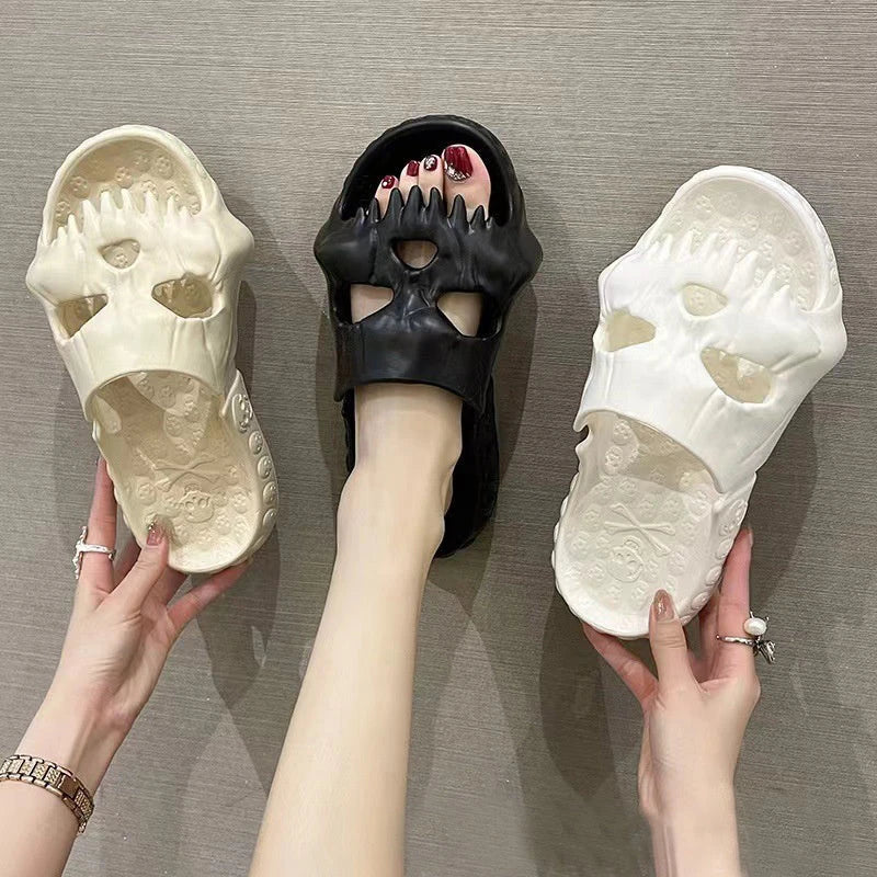 Spooktacular Skull Slides: Comfortable, stylish slippers with a unique skull design, available in a variety of colors and sizes.