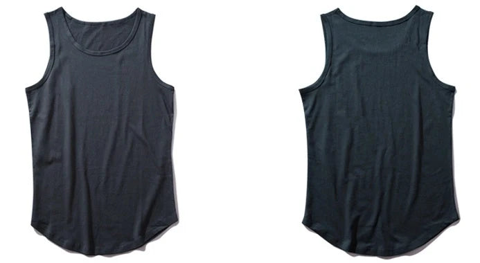 Men's cotton sleeveless scoop tank top with printed design in various colours