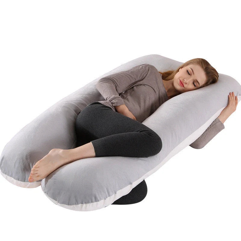 U-shape pregnancy pillow with removable pure cotton cover for support and comfort
