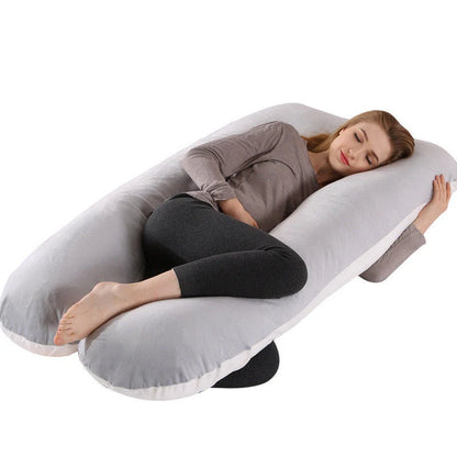 U-shape pregnancy pillow with removable pure cotton cover for support and comfort