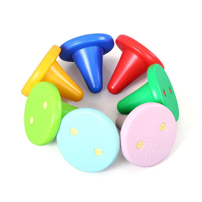 Children's balance training toy with bright colours and tactile dots for sensory integration
