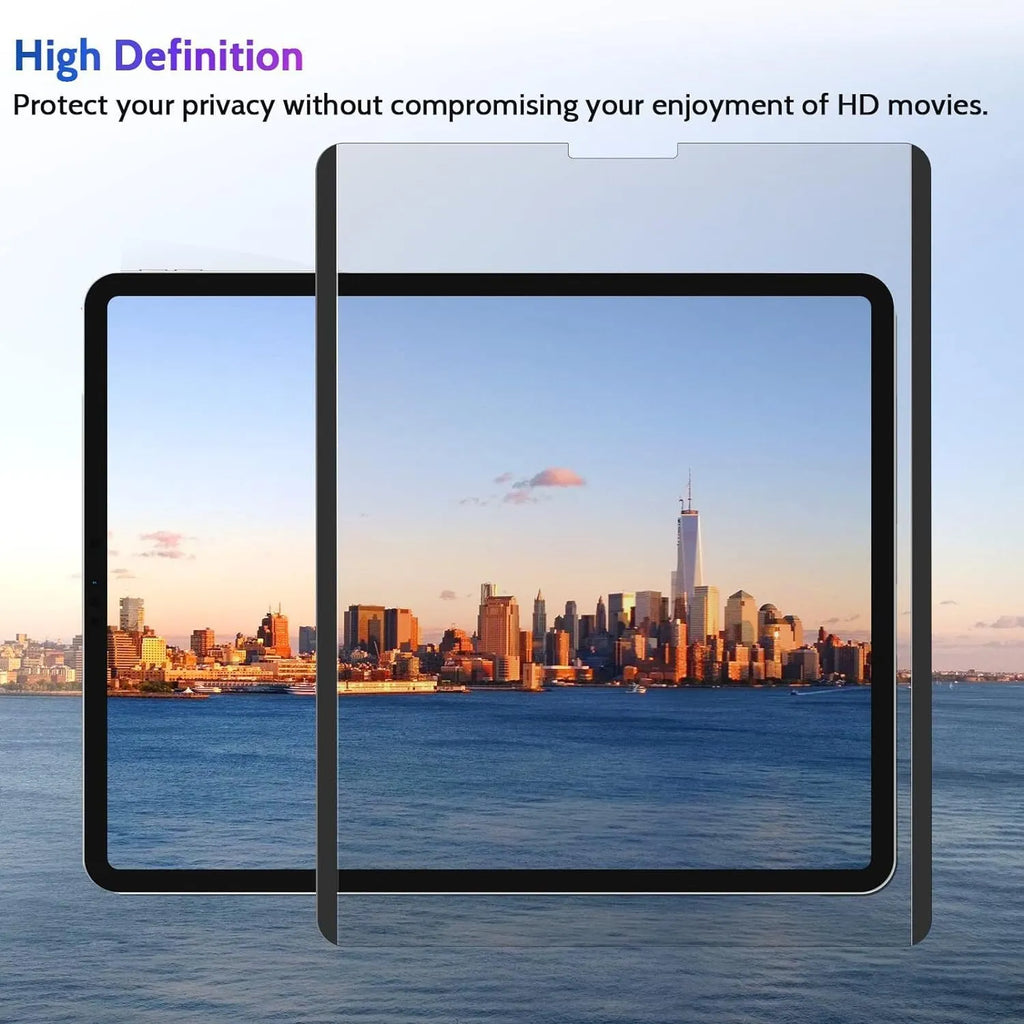 Magnetic anti peeping privacy screen film for iPad with attached storage clip on packaging colour card
