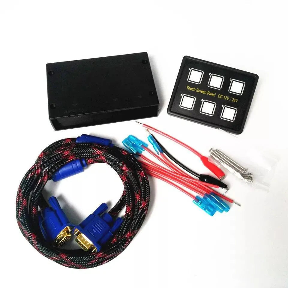 Wrangler black 6-way touch switch panel with blue and white LED indicators for car boat bus modification