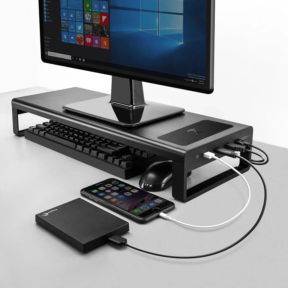 Kiwi-designed USB 3.0 Keyboard Charging Station with aluminium alloy construction, storage compartment, and multiple charging ports