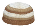 Knitted mesh cotton Muslim prayer cap with geometric embroidery for men in black, white, grey