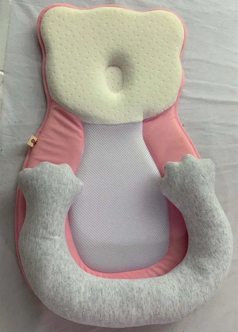 Portable folding baby travel crib with a soft cotton sleep cushion for newborns